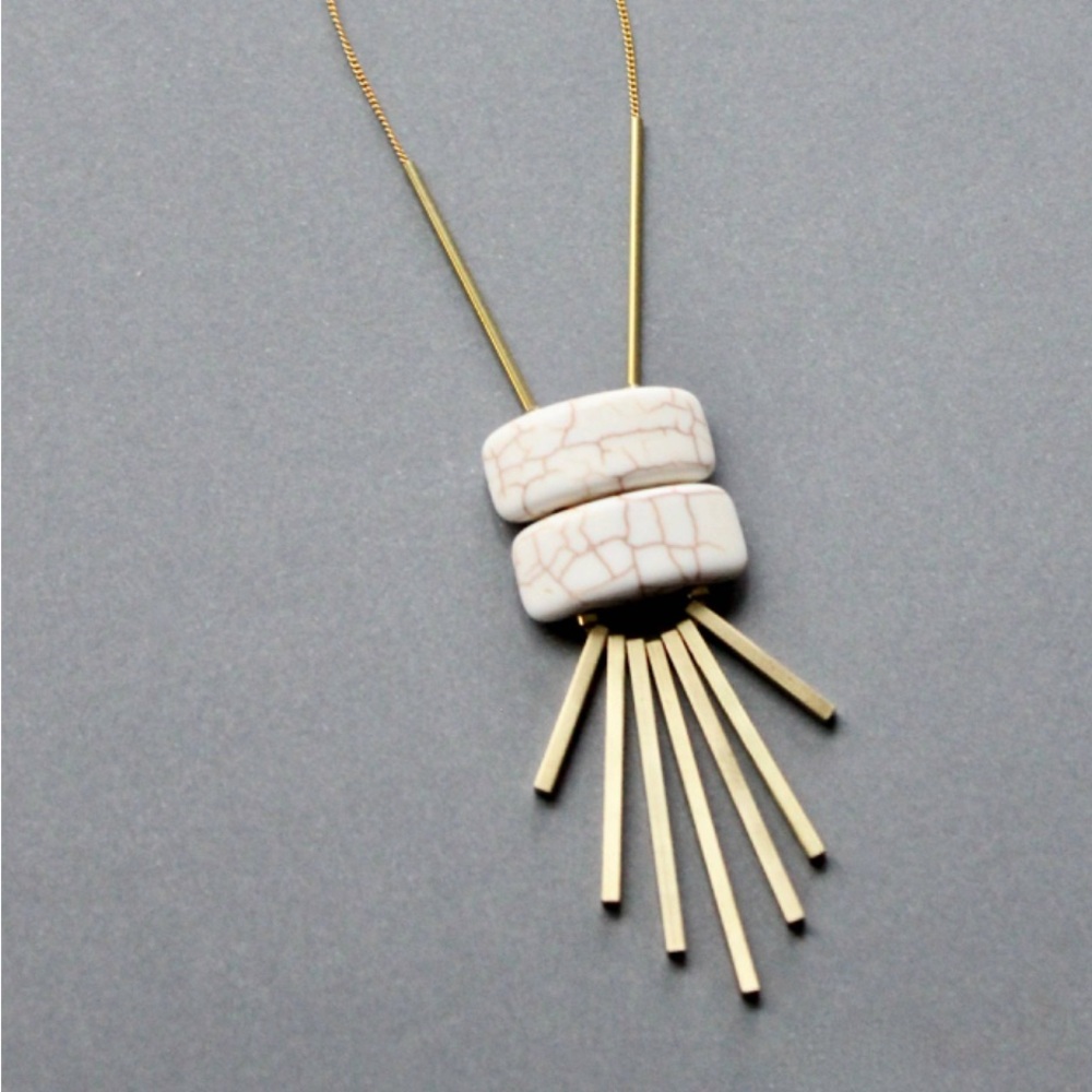 Geometric White Pendant Necklace